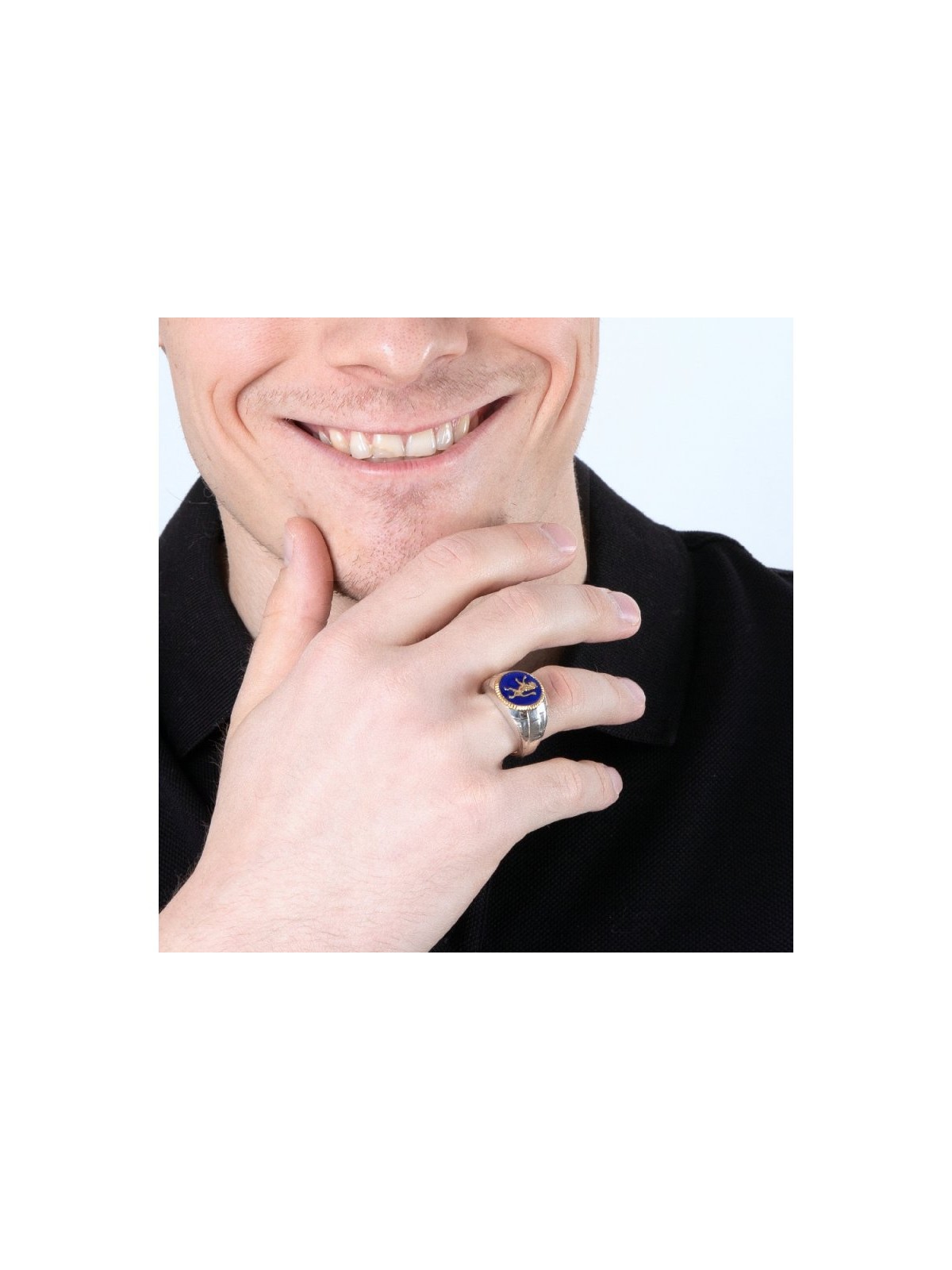 טבעת גבר מצופה כסף סטרלינג ומצופה זהב עם אריה ... | טבעות יהודיות